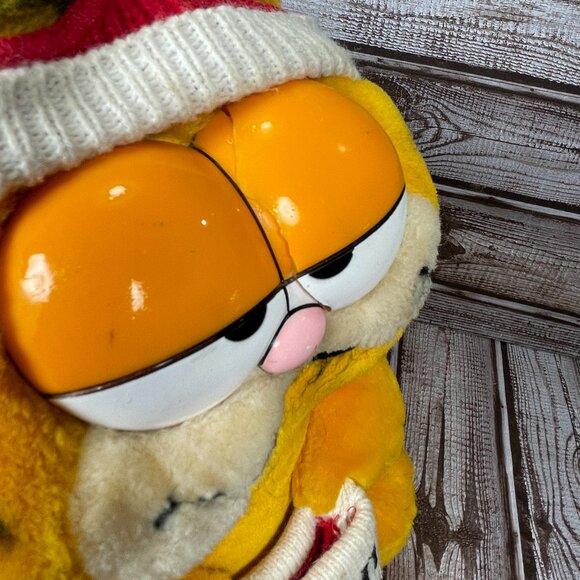 VINTAGE Garfield Christmas Plush Santa Hat 1981 Stuffed Animal Stuff It Stocking - Picture 5 of 11